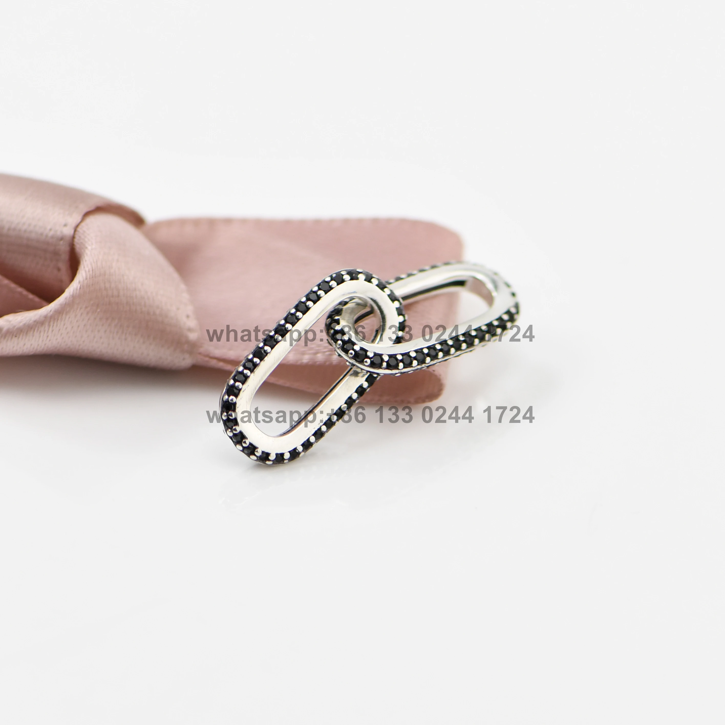 

Genuine 925 Sterling Silver Fine Jewelry Me Collection DIY Charms Fit Woman Me bracelet ME Styling Pavé Double Link PDM060