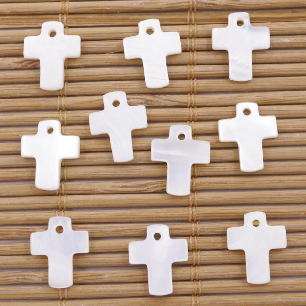 10 шт крест оболочки натуральный белый перламутровый кулон серьги делая
