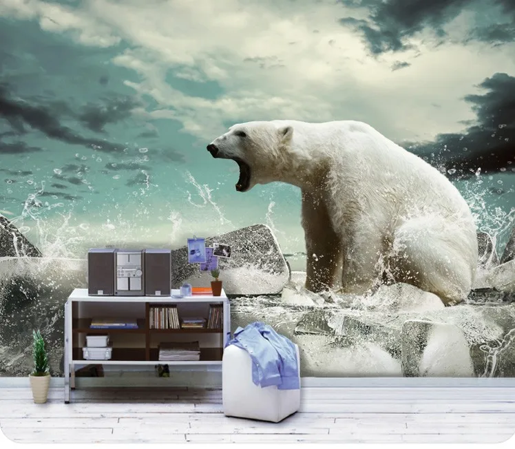 Прямая поставка пользовательские 3D фотообои полярный медведь животные большая