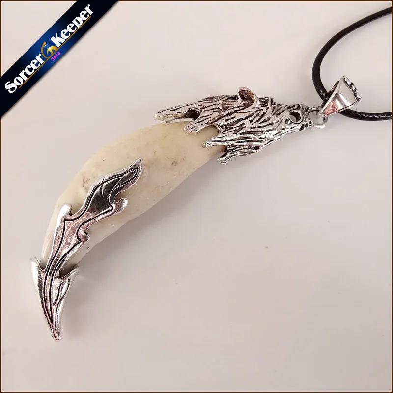 Панк Мода отважный мужской волчий зуб Спайк Кулон настоящая кость ожерелье
