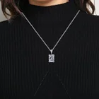 Женское прямоугольное ожерелье из серебра 925 пробы с фианитами