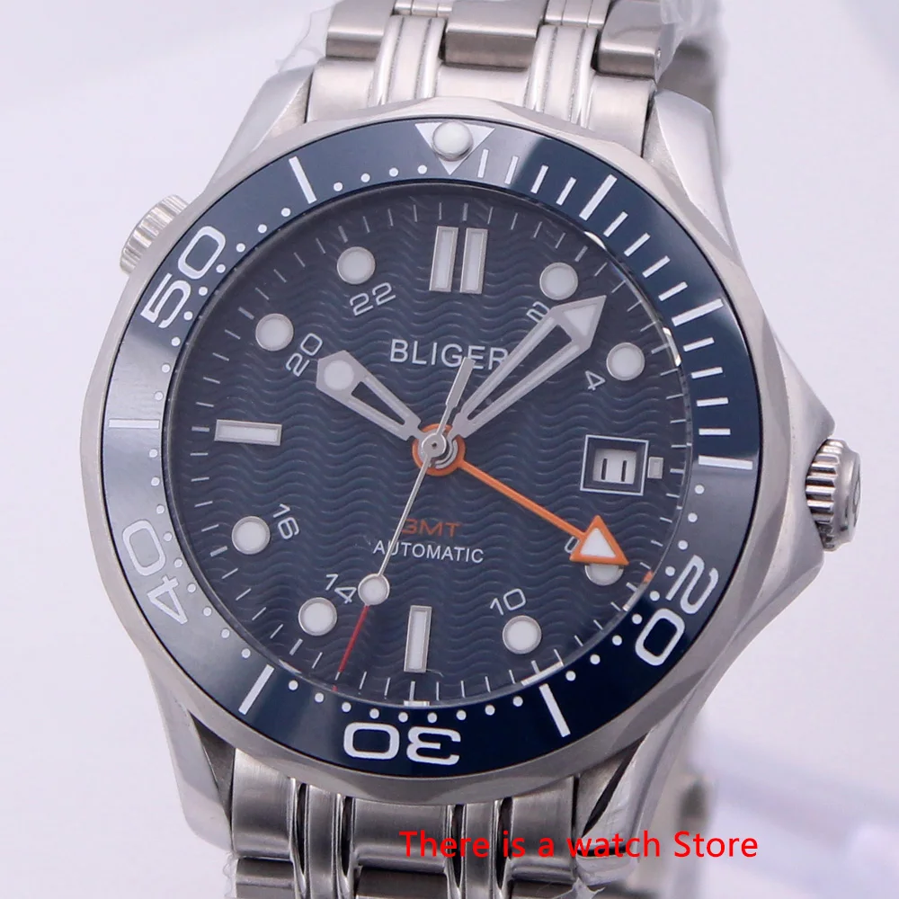 Мужские автоматические механические часы Bliger из нержавеющей стали с сапфировым