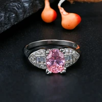 fashion aaa shine pink zircon oval wedding ring 6x8mm gemstone rings for women 925 sterling silver ring diamond rings wholesale