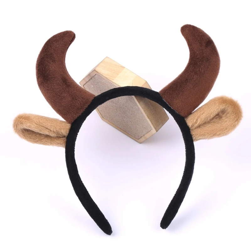 Плюшевые коровьи уши и ободок с рогом забавные животные Косплей Костюм для