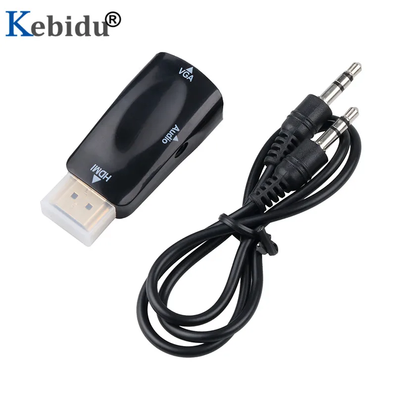 Адаптер Kebidu с поддержкой HD 1080P HDTV адаптер HDMI совместимый VGA конвертер кабеля штырь