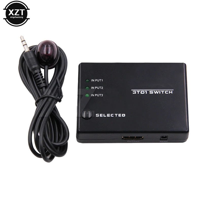 3 Port HDMI-compatible Switcher Video Selector Splitter Hub IR Remote Controller For PS3 DVD 360 Xbox | Электроника