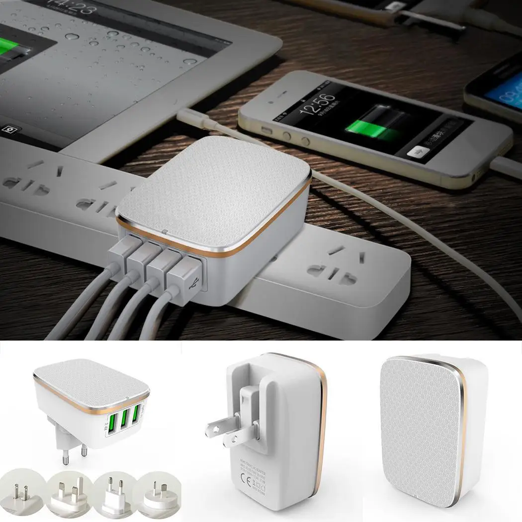 Быстрое зарядное устройство для телефона 4 USB настенное быстрое мобильного