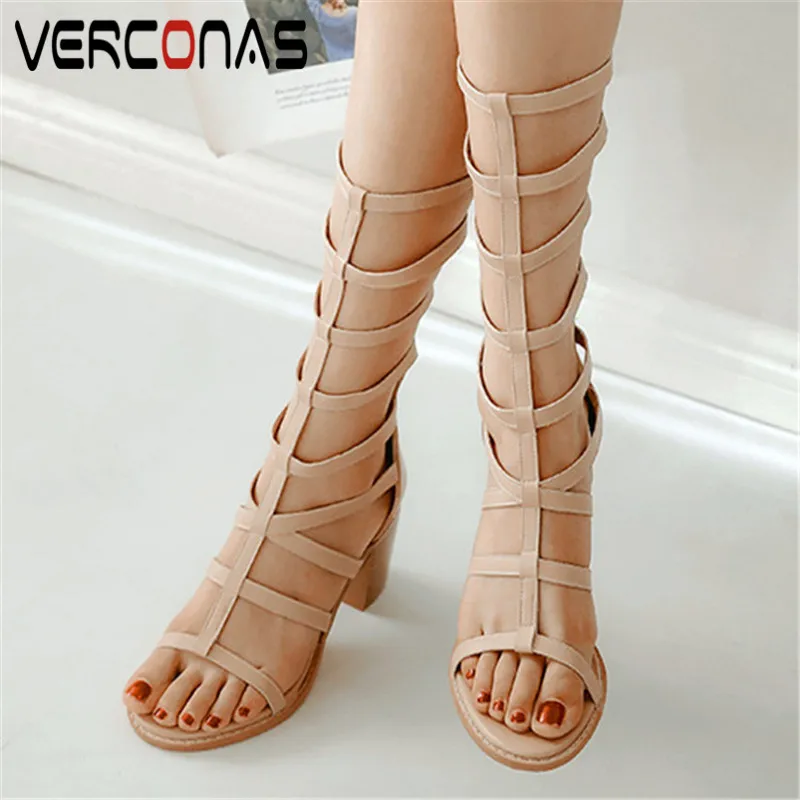 Женские ботинки на толстом каблуке VERCONAS черные вечерние из натуральной кожи