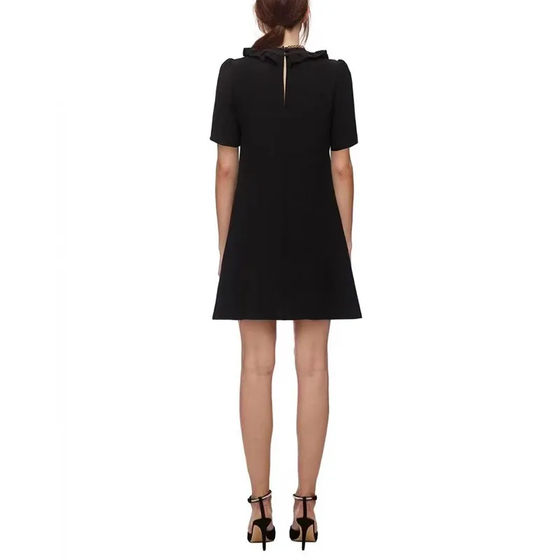 

2021 Spring Womens Top Quality Above Knee Length Vintage Black Dresses
