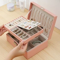 new large capacity leather jewelry box travel jewellery organizer multifunctional earring ring stud storage cases for women gift