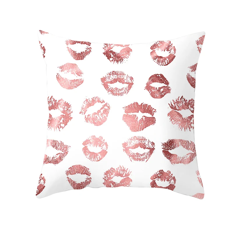 

Fuwatacchi Eye Lash Christmas Throw Pillow Cushion Cover for Home Wedding Red Lips Decorative Pink Pillowcase Pillows 45*45