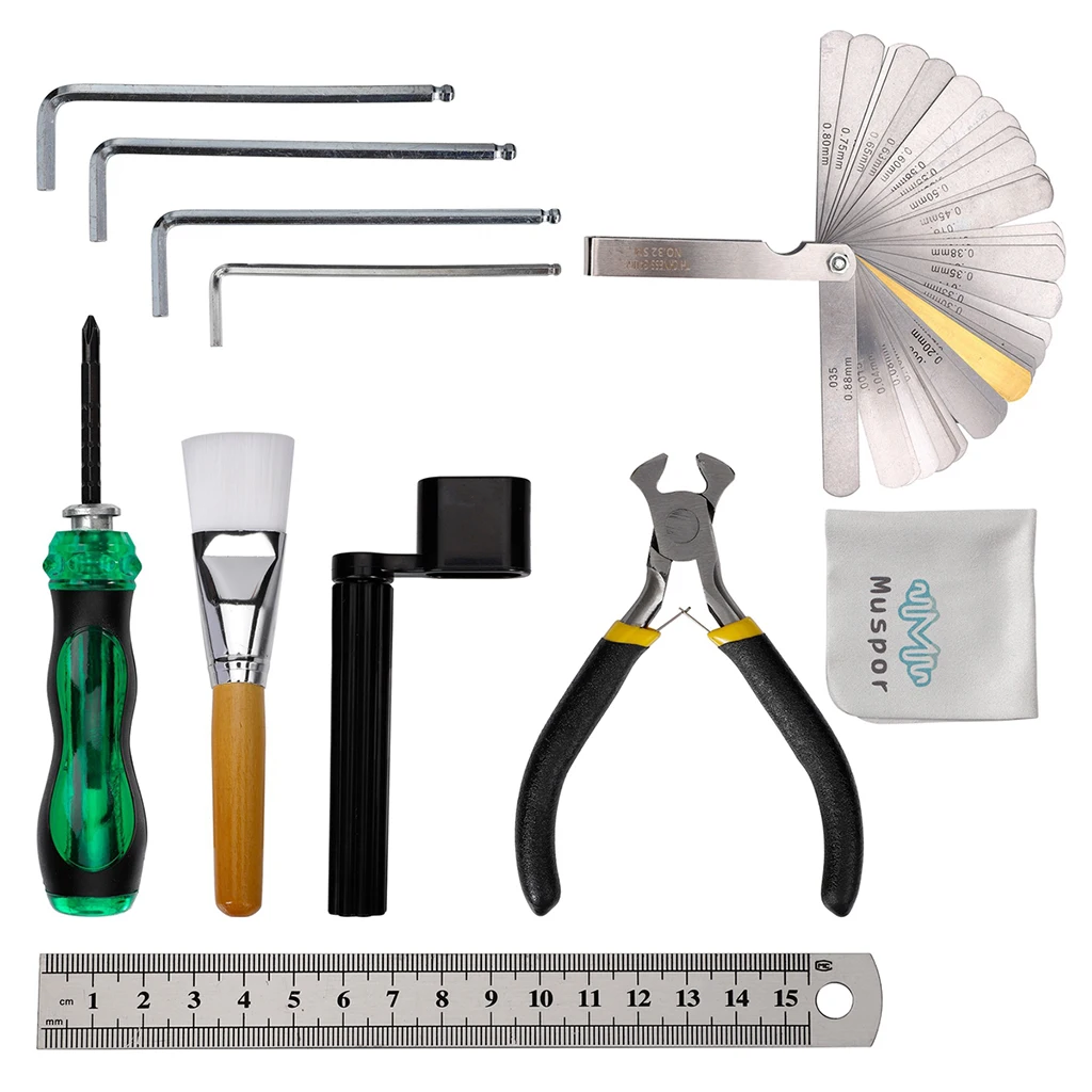

Guitar Repair Tools Kit Repairing Maintenance String Action Gauge Luthier Tool String Organizer Hex Wrench Set