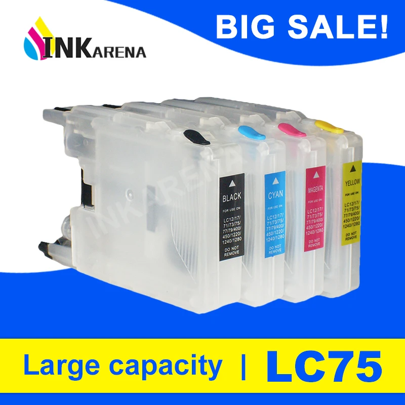 Картридж INKARENA многоразовый LC12 LC40 LC71 LC73 LC75 LC400 LC1220 LC1240 XL для Brother DCP J525N J540N J740N J925N J525W |
