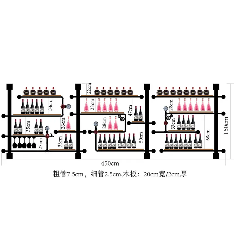 

Iron Pipe And Wooden Upright Wine Holder Rack ;european Retro Style Bar/home Creative Violin Guitar Wine Rack Cabinet Shelf