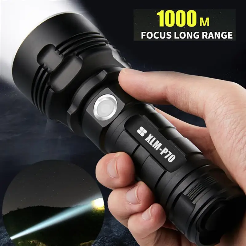 

P70 LED Flashlight Strong Ligh USB Rechargeable 120000LM Tactical Torch Handheld LED Torch for Camping Outdoor Emergency