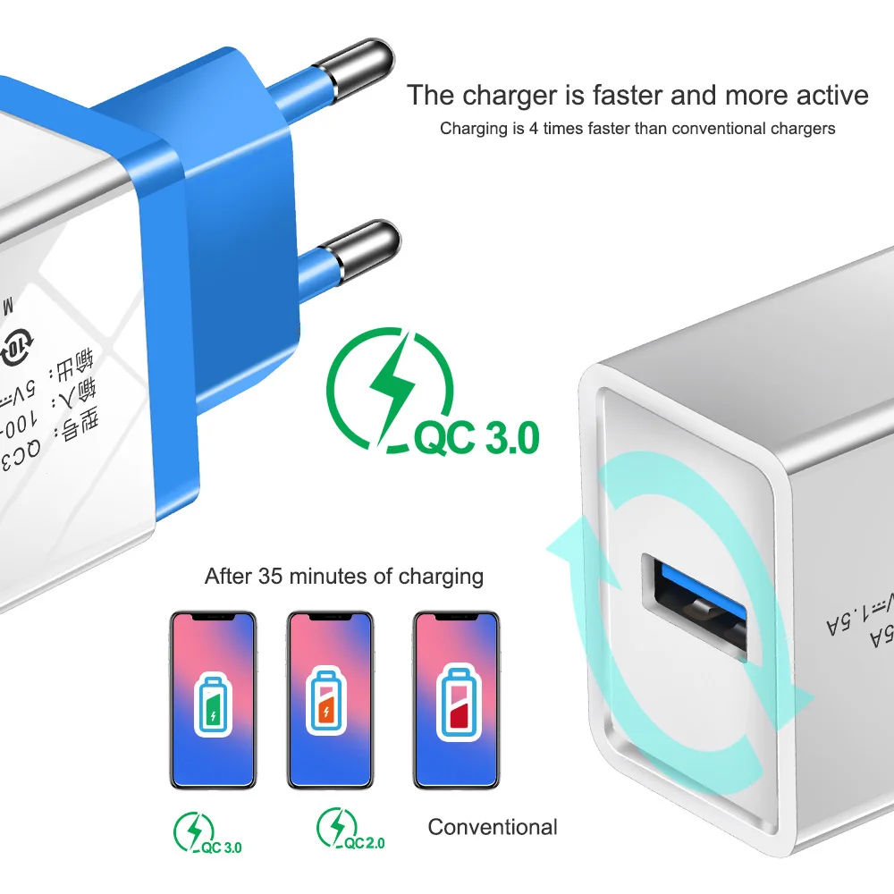 Quick Charge 3 0 USB зарядное устройство для iPhone 7 8X11 iPad настенный мобильный телефон