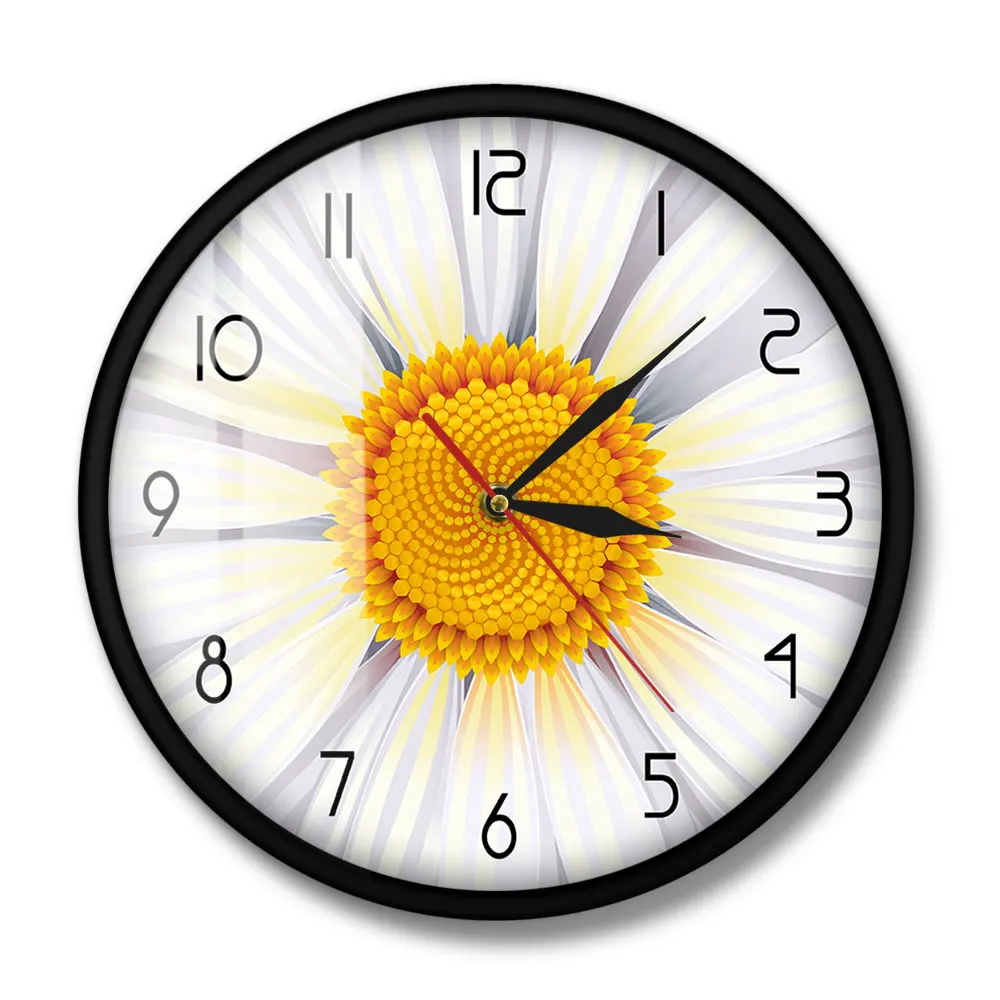 Настенные часы с белым цветком и ромашкой настенные хризантемами цветами в