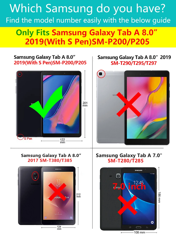 Чехол для планшета для samsung Galaxy Tab A 8,0 P200 P205 для samsung Galaxy TAB A ", чехол для планшета, чехол-подставка