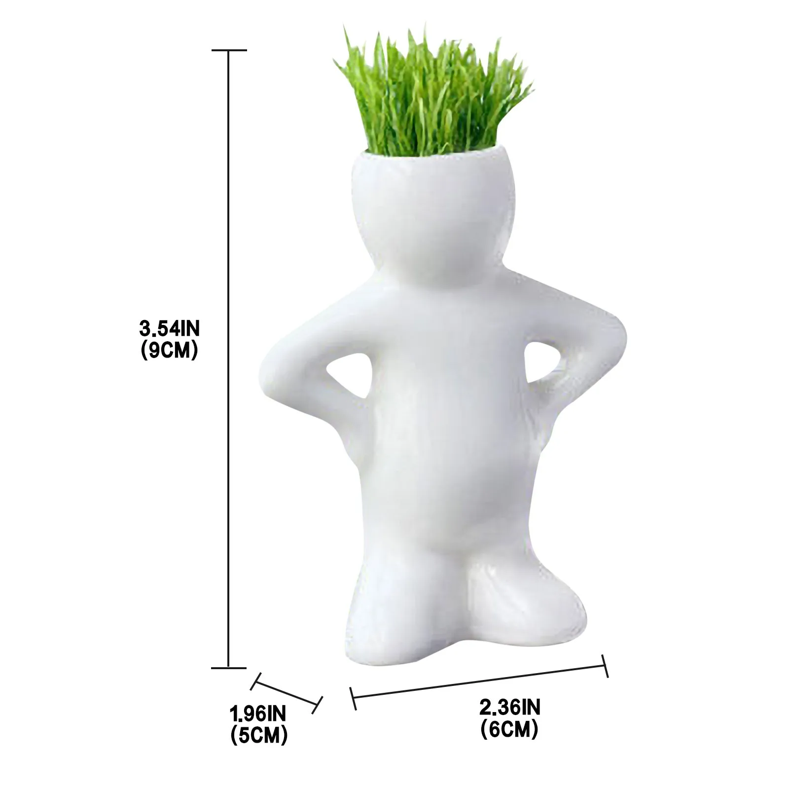 

Novel Grass Hair Ceramic Dryad Flower Pot Desktop Ceramic Head Top Growing Bonsai Plant Pot Mini Brain Flower Plant Holder
