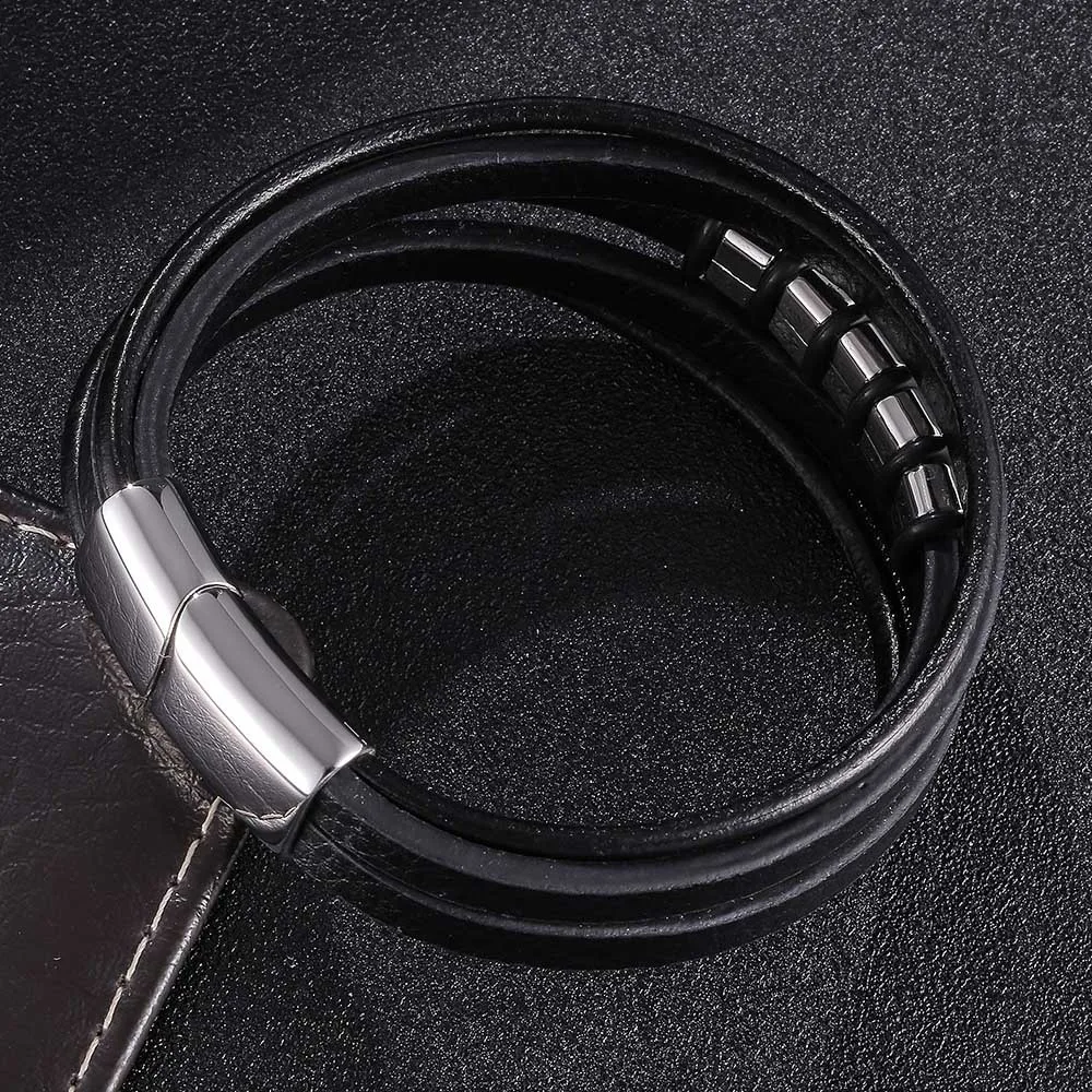 Многослойные плетеные кожаные браслеты FORTAFY для мужчин ювелирные изделия из