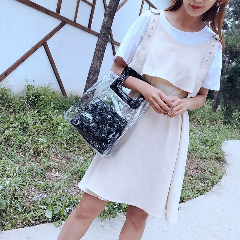 Модная женская Прозрачная ПВХ сумка летняя Милая прозрачная пляжная сумка-тоут |