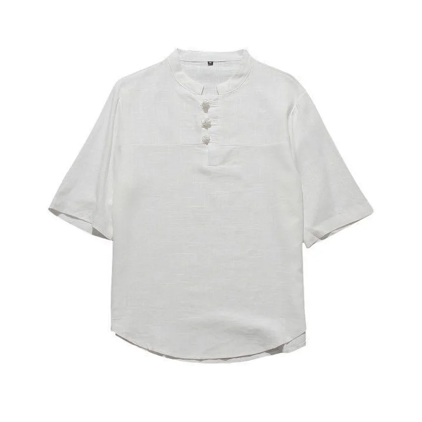 

Short Sleeve Harajuku T-shirt for Shanghai Men Clothing Chinese Traditional Cotton Linen Breathable Summer Outfits Tang Suit