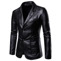 leather jacket 2021 spring and autumn new fashion casual men solid single breasted business casual slim mens leather jacket