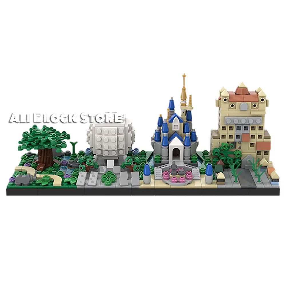 

Magic World Skyline MOC-28995 Diy Building Blocks Bricks Fit Tree of Life Spaceship Earth Magic Castle Tower of Terror Toys Kids