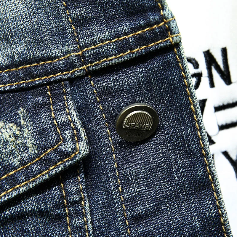 Мужская винтажная джинсовая куртка весна осень 2020 эластичная тонкая хлопковая