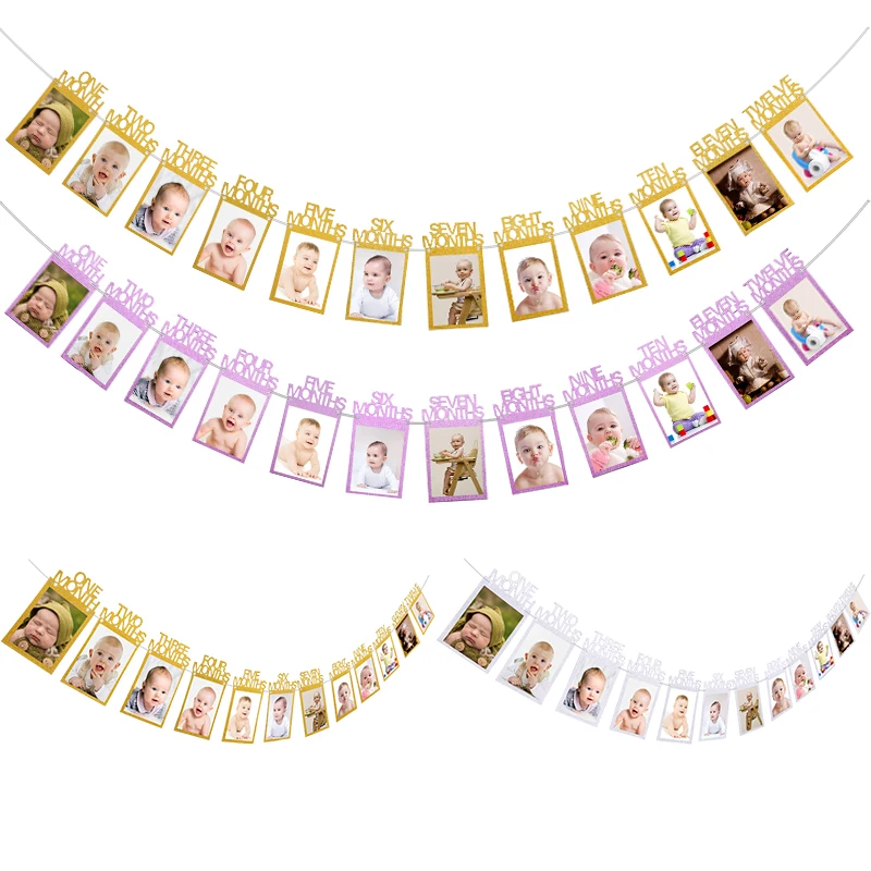 Детский баннер на день рождения 12 месяцев фотофлажки с памятью 1-й украшение