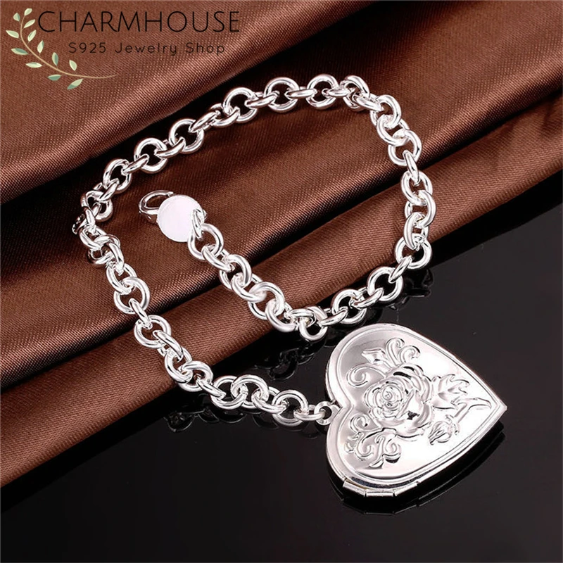 Шарм браслет Charmhouse серебро 925 женский с подвеской в виде сердца винтажный