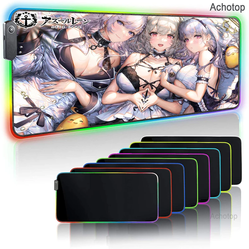 

Sexy Girls RGB LED Mousepad PC Gamer 900x400 Anime Mouse Pad Azur Lane Gaming Keyboard Desk Mat Pad With Backlit Genshin Impact