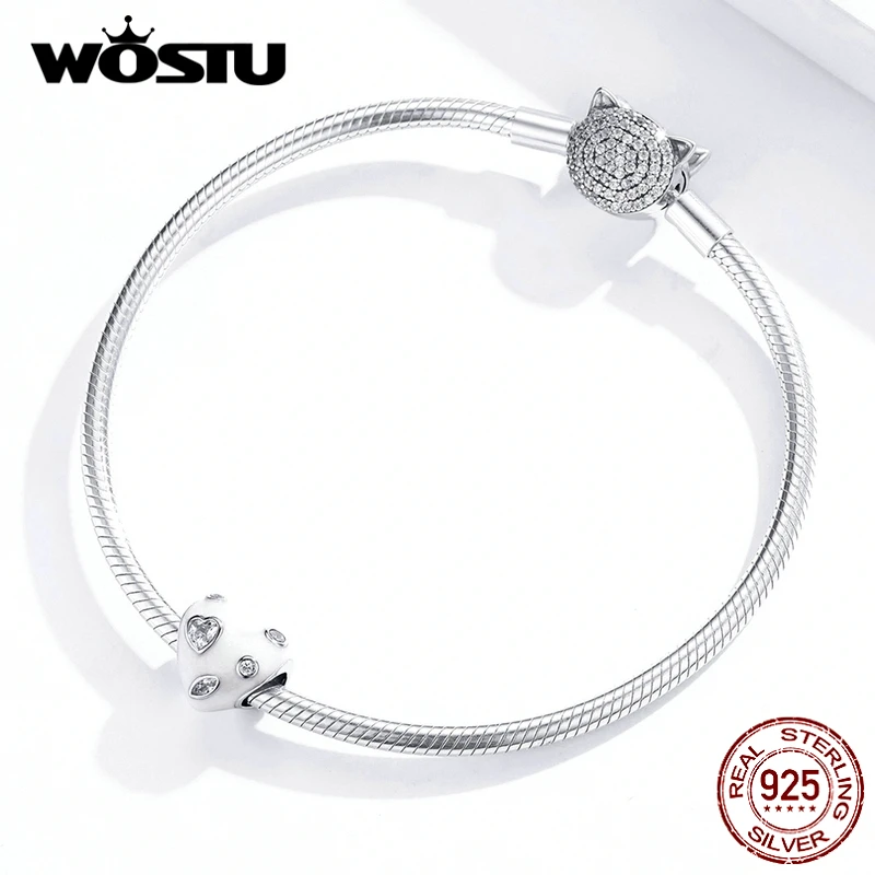 Подвеска для браслета из серебра 925 пробы с белым сердцем|Бусины| |