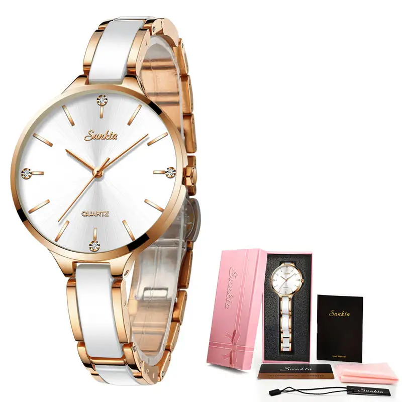 

2021Luxury Top Brand SUNKTA Rose Gold Watches For Women Quartz Wristwatches Fashion Ladies Bracelet Clock Watch Relogio Feminino