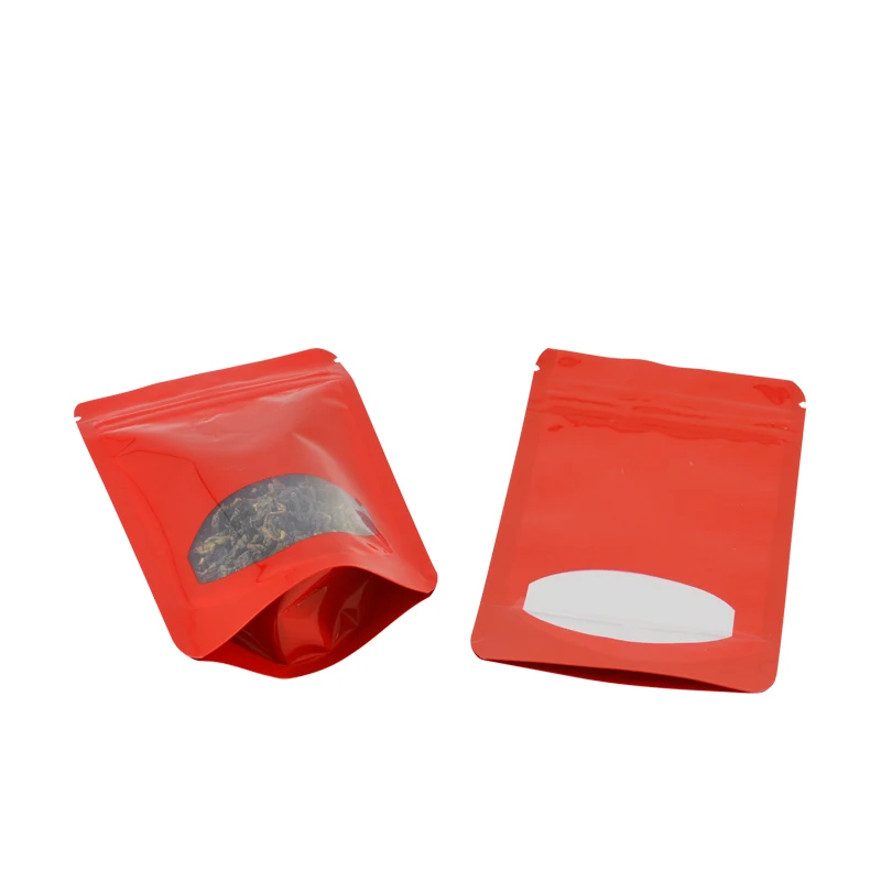 100 шт красный закрывающихся упаковок Алюминий Фольга мешок с окном для Чай