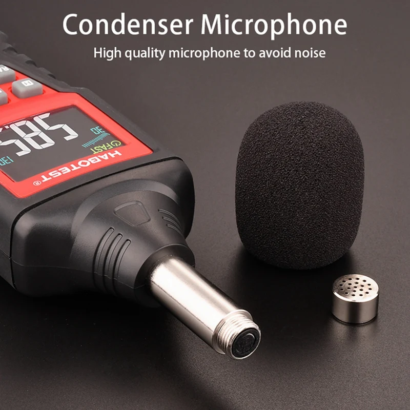 

HABOTEST HT622B Digital Decibel Meter with USB Port A/C Weighted Sound Level Meter LCD Color Screen Noise Sound Detector
