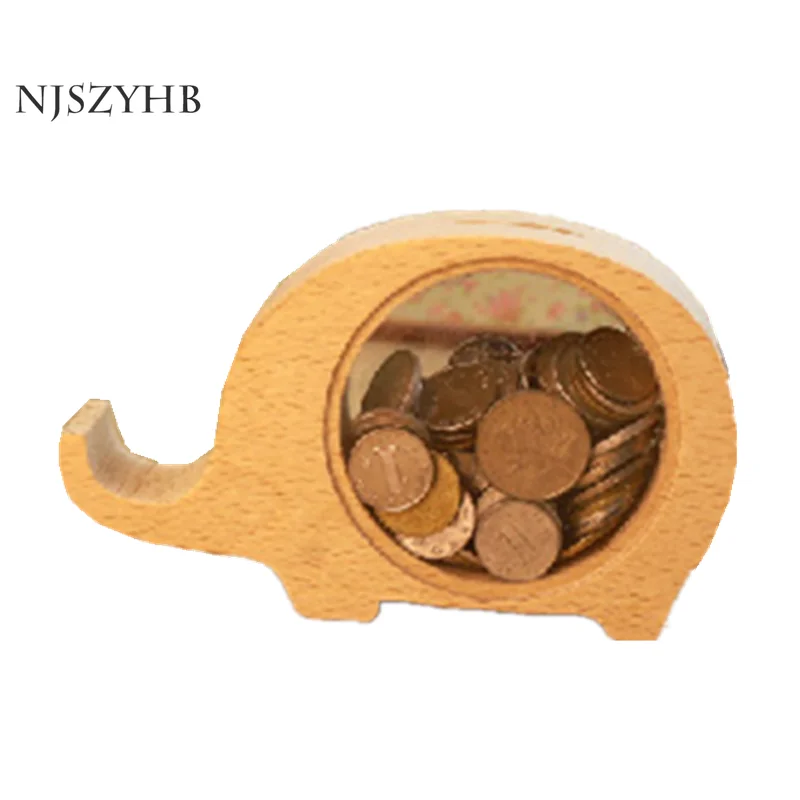 Деревянная прозрачная мультяшная копилка для свиньи Кита слона бегемота|Бутылки