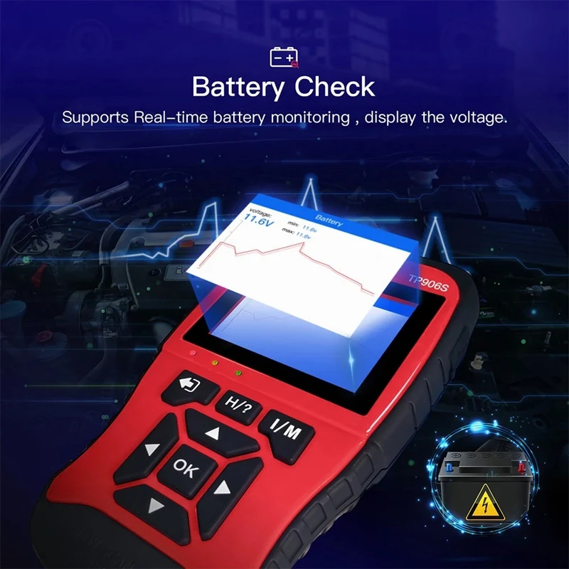 

TopDiag JD906S OBD2 Scanner Battery Test Scanner Code Clear Fault Code Car Diagnostic Tool HD Display Engine Scanner