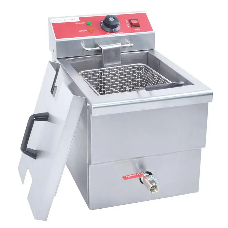FY 13L Электрический 1 бак фритюрница с двумя решетками стол столешница