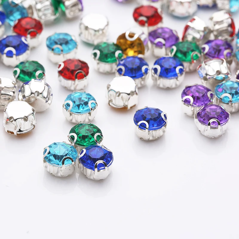 Ресен 8 мм акриловые 3D Серебристые коготь стразы разноцветные пластиковые камни