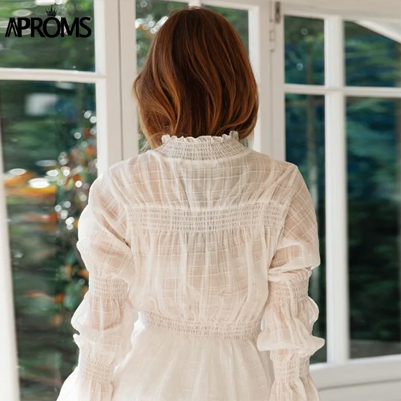 Новый элегантный высокий воротник клетчатая блузка рубашка для женщин