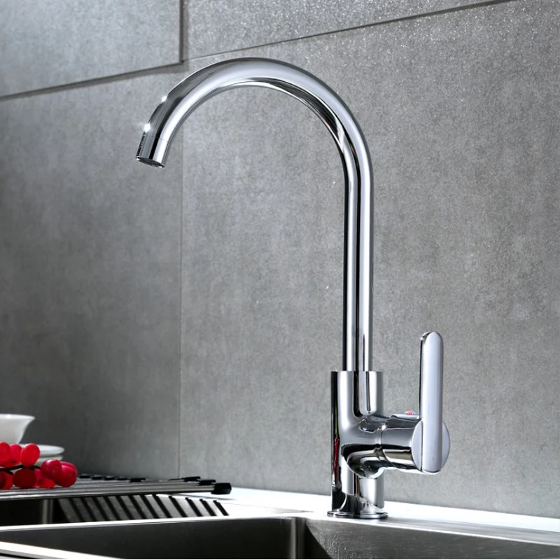 Хромированные латунные смесители для кухни, поворот на 360 градусов, смесители для горячей и холодной воды, смесители для кухни с креплением на раковину