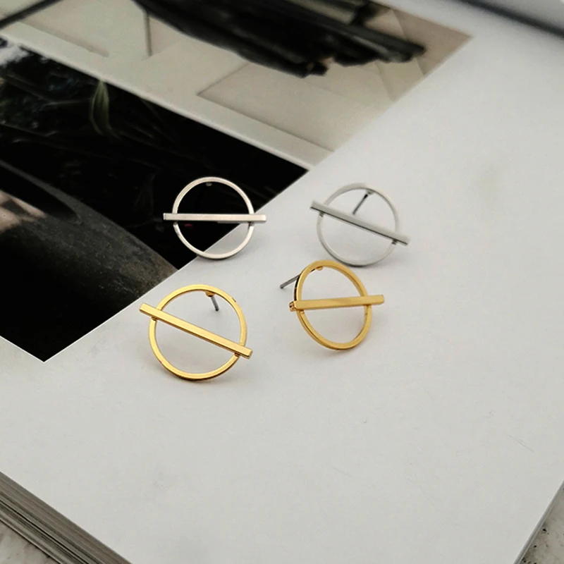 Peri'sBox 2019 новые круглые геометрические серьги из латуни золотые гвоздики для