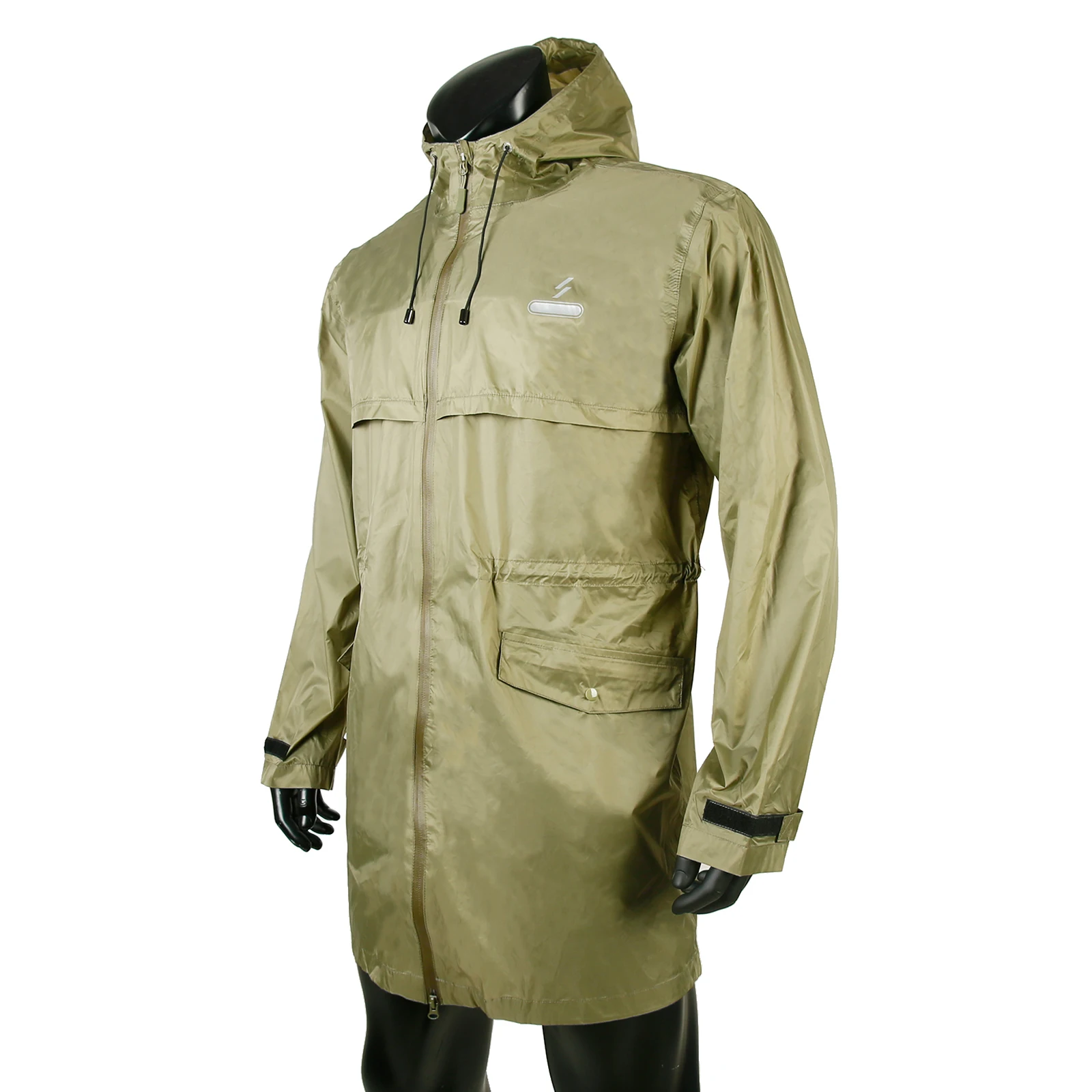 Для мужчин длинные Водонепроницаемый ветрозащитный плащ дождевик с капюшоном