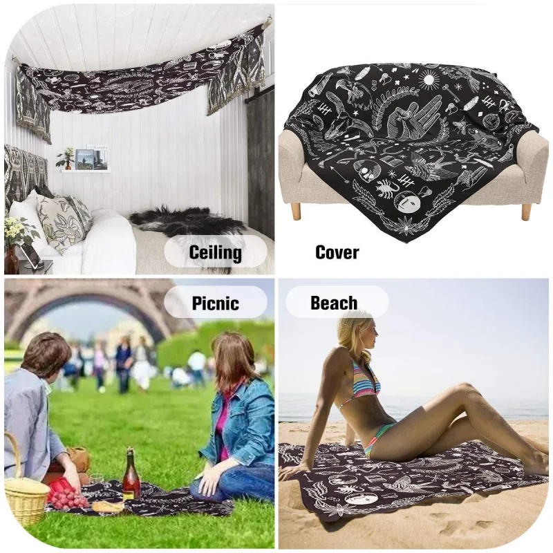 Гобелен черное атласное настенное украшение с пальцами одеяло настенная