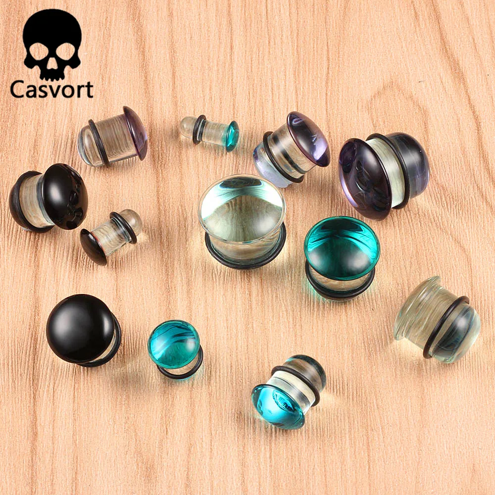 Casvort, 2 шт., новинка, резина, стекло, для ушей, для тела, ювелирные изделия, расширители для пирсинга, туннели, пробки, стрелы, ушные датчики, подарок для женщин и мужчин