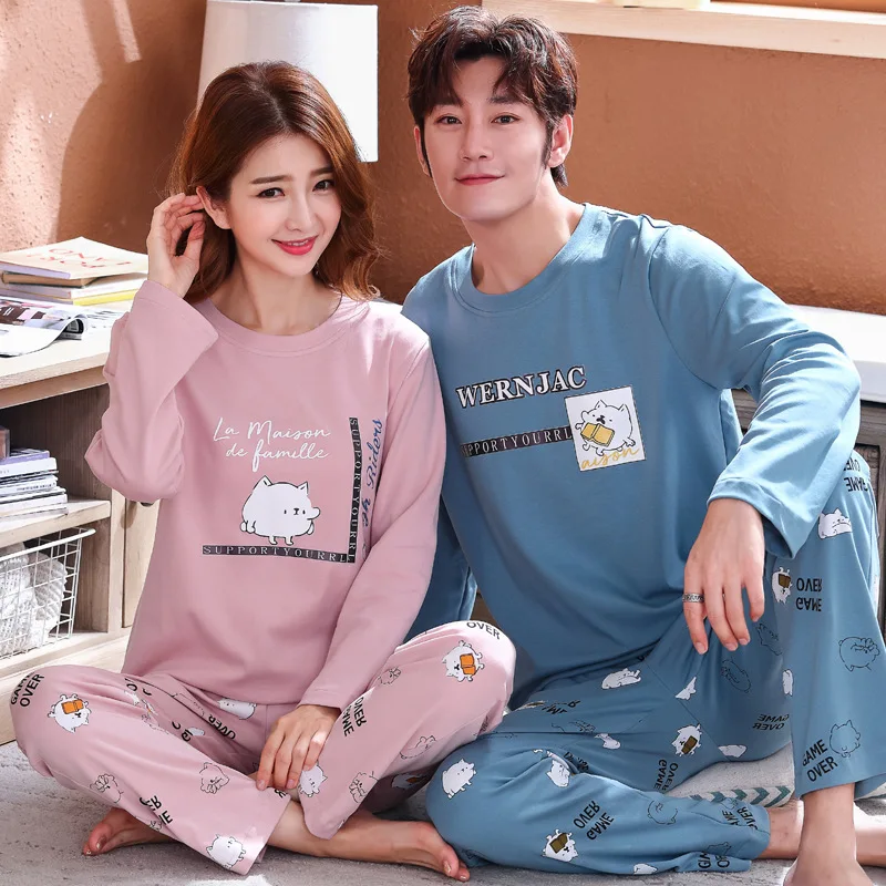 Wontive мужской Пижамный костюм Осенняя Пижама для пары пижама с длинным рукавом