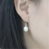 11 12mm white baroque pearl earrings silver hook jewelry personality aaaa diy fine temperament