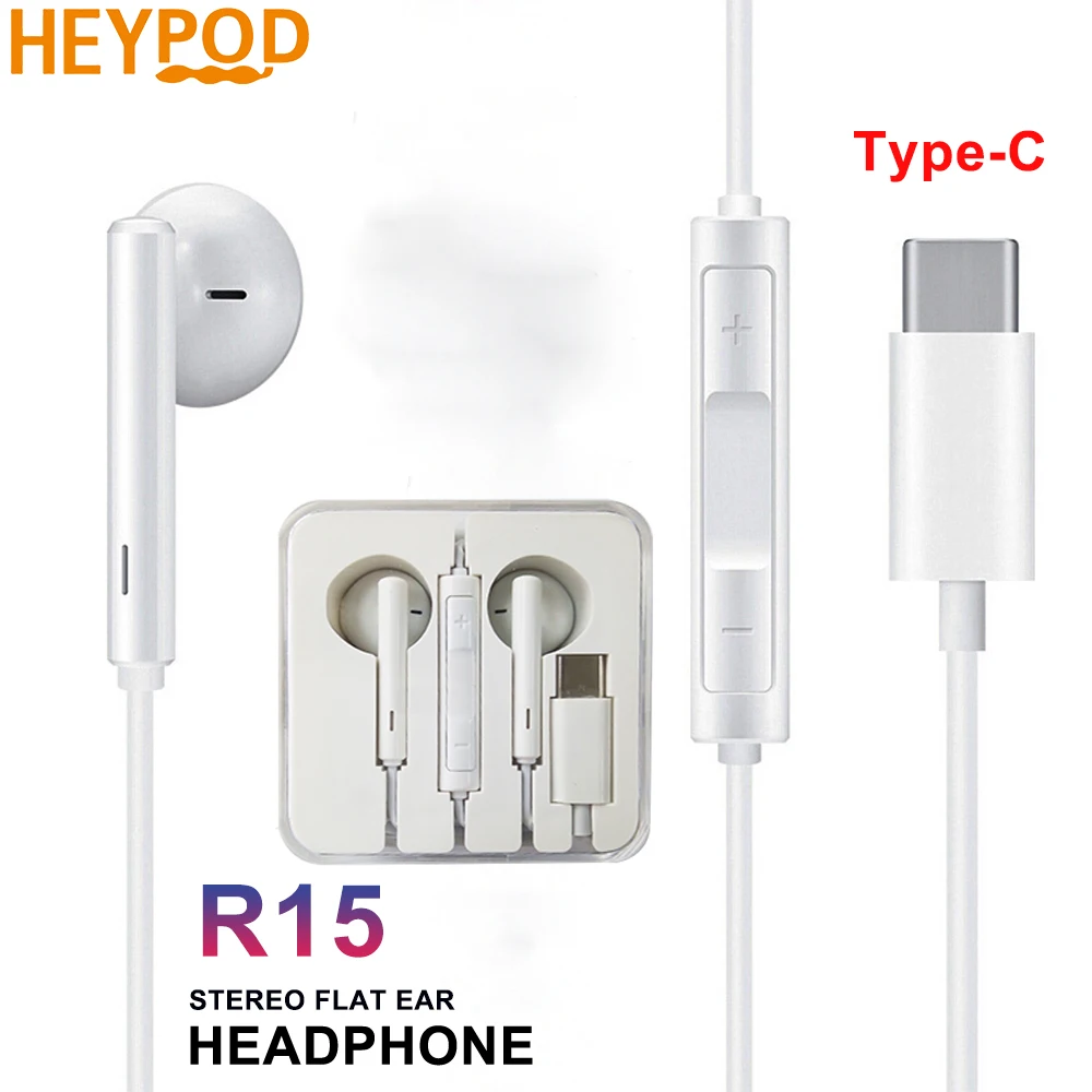 Наушники HEYPOD Music Type C проводные наушники для Huawei P20 P30 Pro стереонаушники c игровая