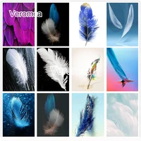 5d diy full drill diamond painting kits color abstract feather diamond embroidery cross stitch mosaic artwork home decor